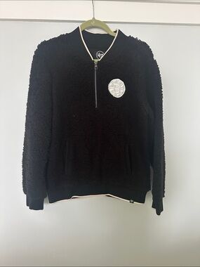 47 Brand woman’s Black Sherpa Zip Pullover with Cream Trim